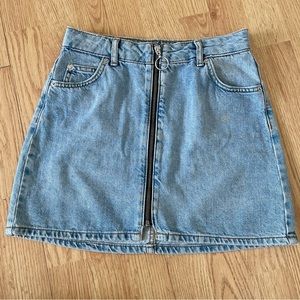 TOPSHOP Denim Zip Mini Skirt